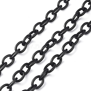 Oval Oxidation Aluminum Cable Chains,  Unwelded, Electrophoresis Black, Link: 11~12x8~9x2mm, about 30 yards/roll(CHA-K003-09EB)