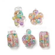 Luminous Transparent Acrylic Big Pendants, with Star Quicksand, Rainbow Candy, Mixed Color, 50~85x35~49x22~34mm, Hole: 2&2.2x1.8mm(MACR-D080-04)