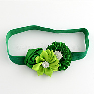 Elastic Baby Headbands, with Random Color Elastic Cord, Hair Accessories for Little Girls, Green, 112mm(OHAR-S115-M28G)