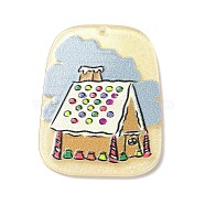 Printed  Acrylic Pendants, for Christmas, Trapezoid, House Pattern, 40x29x2mm, Hole: 1.6mm(MACR-F072-07D)