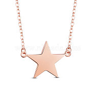 SHEGRACE 925 Sterling Silver Pendant Necklace, with S925 Stamp, Star, Rose Gold, 18.11 inch(46cm)(JN730B)