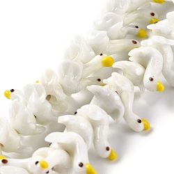 Handmade Lampwork Beads, Bumpy, Duck, White, 22~25x17~20x16~19mm, Hole: 2mm, about 40pcs/strand, 12.99 inch(33cm)(LAMP-F020-30)