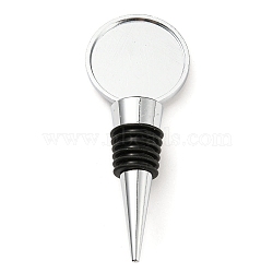 Alloy Red Wine Stopper, Resin DIY Blank Bezel Tray, Silicone Bottle Stopper, Cone, Round, Tray: 36mm, 101x40.5x20.5mm(AJEW-Z016-02B-P)