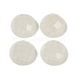 Translucent Epoxy Resin Glitter Powder Decoden Cabochons, Faceted Half Round/Dome, WhiteSmoke, 19.5x9mm(CRES-S367-13C-03)