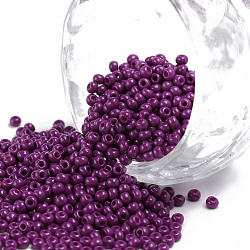 11/0 Grade A Round Glass Seed Beads, Baking Paint, Orchid, 2.3x1.5mm, Hole: 1mm, about 48500pcs/pound(SEED-N001-A-1053)