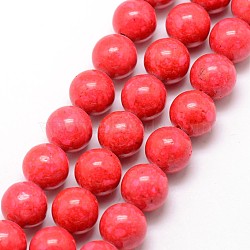 Fossil Beads, Dyed, Round, Red, 8mm, Hole: 0.8mm, about 50pcs/strand, 16 inch(G-SR8MM-FS19)