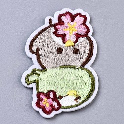 Sakura Appliques, Computerized Embroidery Cloth Iron on/Sew on Patches, Costume Accessories, Colorful, 50x32x1.5mm(DIY-S041-058)
