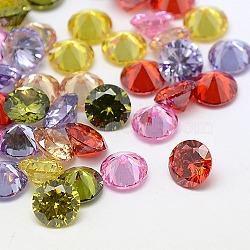 Cubic Zirconia Cabochons, Grade A, Faceted, Diamond, Mixed Color, 10x5.5mm(ZIRC-M002-10mm)