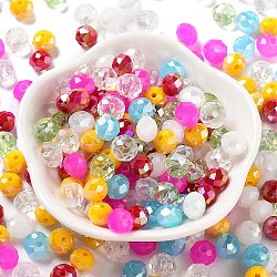 Glass Beads, Faceted, Rondelle, Mixed Color, 8x6mm, Hole: 1mm, about 145pcs/60g(EGLA-A034-SM8mm-29)