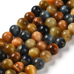Natural Tiger Eye Beads Strands, Round, 8~8.5mm, Hole: 1.2mm, about 48pcs/strand, 15.04''(38.2cm)(G-D083-A02-01)