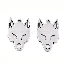 Non-Tarnish 201 Stainless Steel Pendants, Laser Cut, Wolf, Stainless Steel Color, 18.5x12x0.9mm, Hole: 1.4mm(STAS-S081-048)