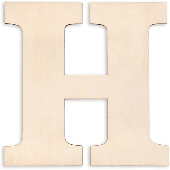 Unfinished Wood Shape, Customizable, Letter H, BurlyWood, 4pcs/bag