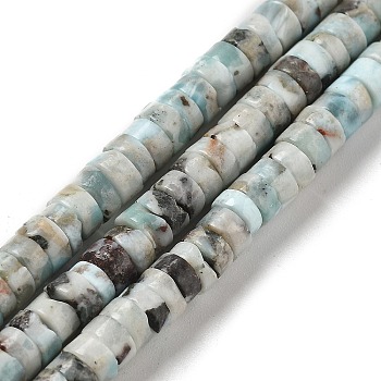 Natural Larimar Beads Strands, Disc, Heishi Beads, 5~5.5x2.5~3mm, Hole: 0.9mm, about 144pcs/strand, 15.59''(39.6cm)