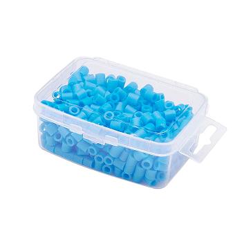 1 Box 5mm Hama Beads PE DIY Fuse Beads Refills for Kids, Tube, Dodger Blue, 5x5mm, Hole: 3mm, about 500pcs/box