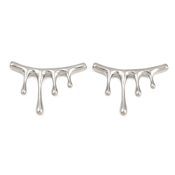 304 Stainless Steel Beads, Melting Teardrop, Stainless Steel Color, 46.5x32.5x4.8mm, Hole: 1.8mm