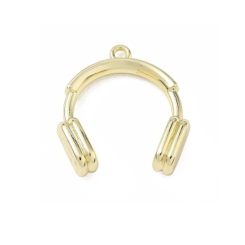 Alloy Pendants, Headphones Charms, Rack Plating, Cadmium Free & Lead Free, Golden, 25.5x23x7mm, Hole: 1.8mm