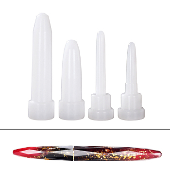 DIY Fountain Pen Silicone Molds, Resin Casting Molds, for UV Resin & Epoxy Resin Craft Making, Teacher's Day Theme, White, 72.5~100.5x25mm, Inner Diameter: 5~19mm, 4pcs/set