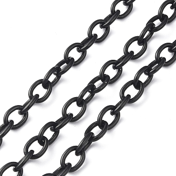 Oval Oxidation Aluminum Cable Chains,  Unwelded, Electrophoresis Black, Link: 11~12x8~9x2mm, about 30 yards/roll