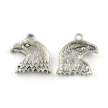 Tibetan Style Zinc Alloy Pendants, Lead Free & Cadmium Free, Eagle/Hawk Charm, Antique Silver, 21.8x18.7x4mm, Hole: 2mm