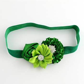 Elastic Baby Headbands, with Random Color Elastic Cord, Hair Accessories for Little Girls, Green, 112mm