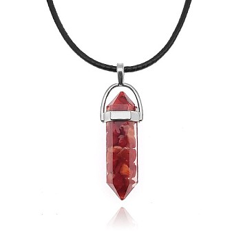 Natural Red Jasper Pendant Necklaces, Bullets, 19.69 inch(50cm)