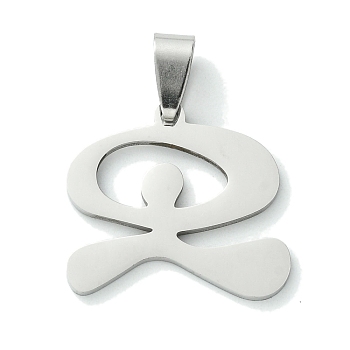 Non-Tarnish 201 Stainless Steel Pendants, Indalo Charm, Stainless Steel Color, 22x24x1.5mm, Hole: 8x4mm