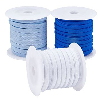 Flat Polyester Elastic Cord, Webbing Garment Sewing Accessories, Mixed Color, 5x2mm, 3 colors, 1roll/color, about 3m/roll, 3rolls/set