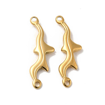 Manual Polishing 304 Stainless Steel Connector Charms, Irregular Shape Links, Real 18K Gold Plated, 23x7.5x2.5mm, Hole: 1.4mm