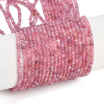 Natural Pink Tourmaline Beads Strands, Faceted, Rondelle, 3x2~2.5mm, Hole: 0.7mm, about 167~209pcs/strand, 15.20~15.35 inch(38.6~39cm)