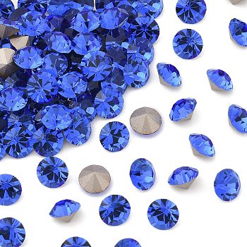 Preciosa&reg MAXIMA Crystal Round Stones, Czech Crystal, Dura Foiling, Round(431 11 615 Chaton), 30050 Sapphire, SS8/PP17(2.3~2.5mm)