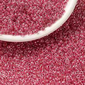 MIYUKI Round Rocailles Beads, Japanese Seed Beads, (RR208) Carnation Pink Lined Crystal, 8/0, 3mm, Hole: 1mm, about 2111~2277pcs/50g