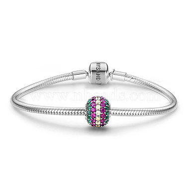 TINYSAND Rondelle Rhodium Plated 925 Sterling Silver European Beads(TS-C-023)-2