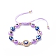 Evil Eye Resin Bead & Flat Round Alloy Rhinestone Braided Beaded Bracelets for Girl Women(BJEW-JB08740-01)-3