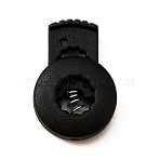 Plastic Spring Cord Lock Stopper Cylinder, 1-Hole, Black, 26.5x17.5x7mm(FIND-WH0060-71)
