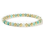 Natural Amazonite Beaded Stretch Bracelets, Stackable Bracelets for Women, Round, 6.89 inch(17.5cm)(TU5709-16)