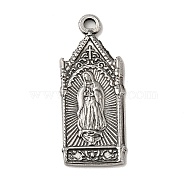 304 Stainless Steel Pendants, Arch with Virgin Pattern Charms, Antique Silver, 29x12x2mm, Hole: 1.8mm(STAS-G278-43AS)