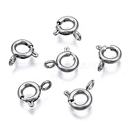 304 Stainless Steel Spring Ring Clasps, Ring, Stainless Steel Color, 9.5x7.5x1.5mm, Hole: 1.6mm(STAS-S117-016B)