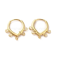 Brass Hoop Earring Findings, with Horizontal Loops, Teardrop, Real 18K Gold Plated, 17.5x18x2.5mm, Hole: 1.2mm, Pin: 0.8mm(ZIRC-Q201-12G)