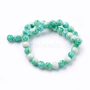 Handmade Lampwork Beads Strands, Round, Spring Green, 9.5~10.5mm, Hole: 1.2mm, about 38pcs/strand, 14.5 inch(37cm)(LAMP-F014-C04-10mm)