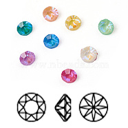 Glass Rhinestone Cabochons, Mocha Fluorescent Style,  Pointed Back, Faceted, Diamond, Mixed Color, 1x1mm(RGLA-L024-K01-MI)
