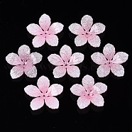 Plastic Beads, Flower, Pink, 22x23x4mm, Hole: 0.8mm(KY-N015-023B)