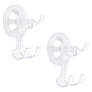 Transparent Plastic Suction Cup Hook Hangers, Wall Mounted Rod Holders, Clear, 109x68x70mm(AJEW-WH0312-92)