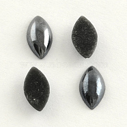Pearlized Plated Opaque Glass Cabochons, Horse Eye, Black, 14x7x3.5mm(PORC-S779-7x14-12)