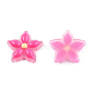 Transparent Resin Enamel Cabochons, Flower, Hot Pink, 23x23.5x5.5mm(CRES-N018-053B)