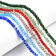 Electroplate Glass Beads Strands, AB Color Plated, Faceted, Rondelle, Mixed Color, 4x3mm, Hole: 0.4mm, about 113~115pcs/strand, 41~42cm(EGLA-A034-T4mm-B)