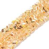 Transparent Glass Beads Strands, Faceted, Triangle, Gold, 4~4.5x4~4.5x2.5mm, Hole: 0.8mm, about 128~136pcs/strand, 11.10''~12.44''(28.2~31.6cm)(EGLA-P061-04A-HP02)