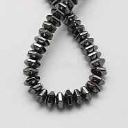 Non-magnetic Synthetic Hematite Beads Strands, Grade A, Hexagon, Black, 5x4mm, Hole: 1mm, 100pcs/strand, 15.5 inch(X-G-Q906-5mm)