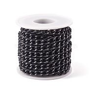 Pandahall Aluminium Curb Chains, Unwelded, with Spool, Electrophoresis Black, 10x7x2mm, about 16.40 Feet(5m)/Roll(CHA-TA0001-15)