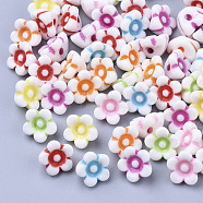 Acrylic Beads, Craft Beads, Flower, Mixed Color, 10x10x6.5mm, Hole: 1.8mm, about 1600pcs/500g(MACR-S296-98)