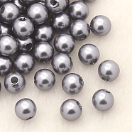 Imitation Pearl Acrylic Beads, Dyed, Round, Gray, 6x5.5mm, Hole: 1.5~2mm, about 4500pcs/pound(PL609-09)